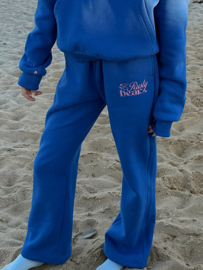 royal blue & pink open bottom sweatpants