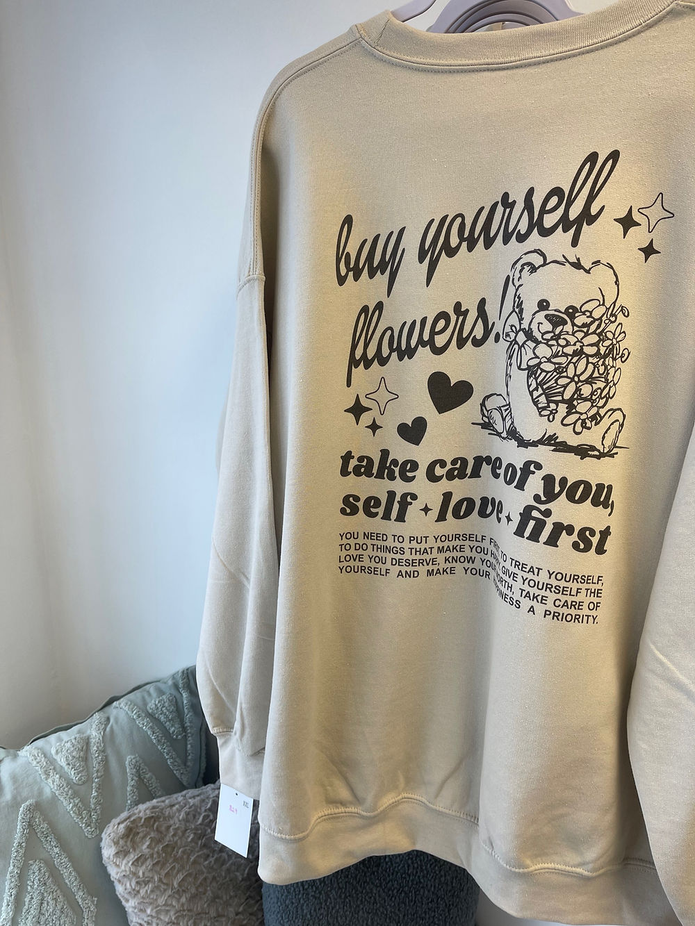 "Buy Yourself Flowers" Teddy Bear Crewneck