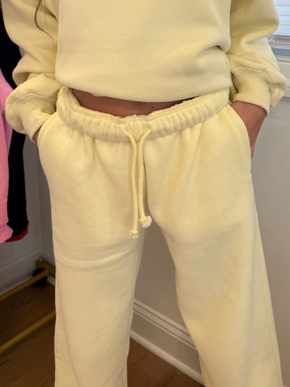 Yellow Straight Leg Sweatpants with Pockets