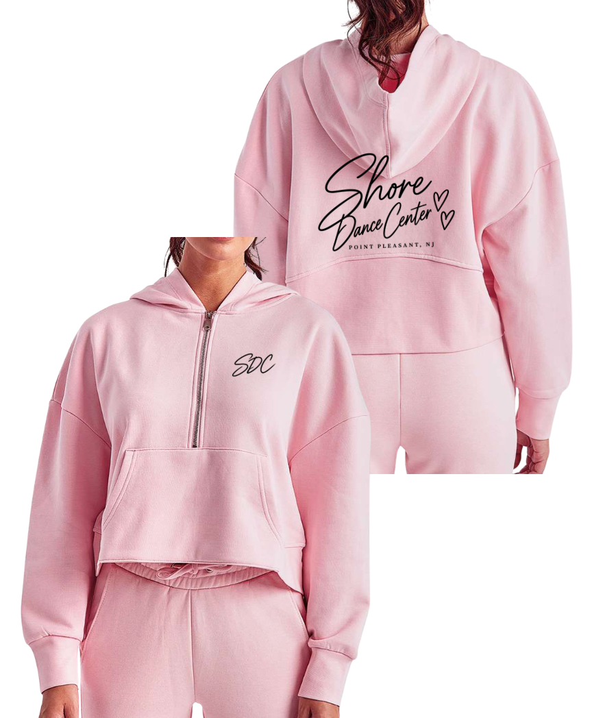 ADULT Light Pink Half Zip Lightweight Hoodie