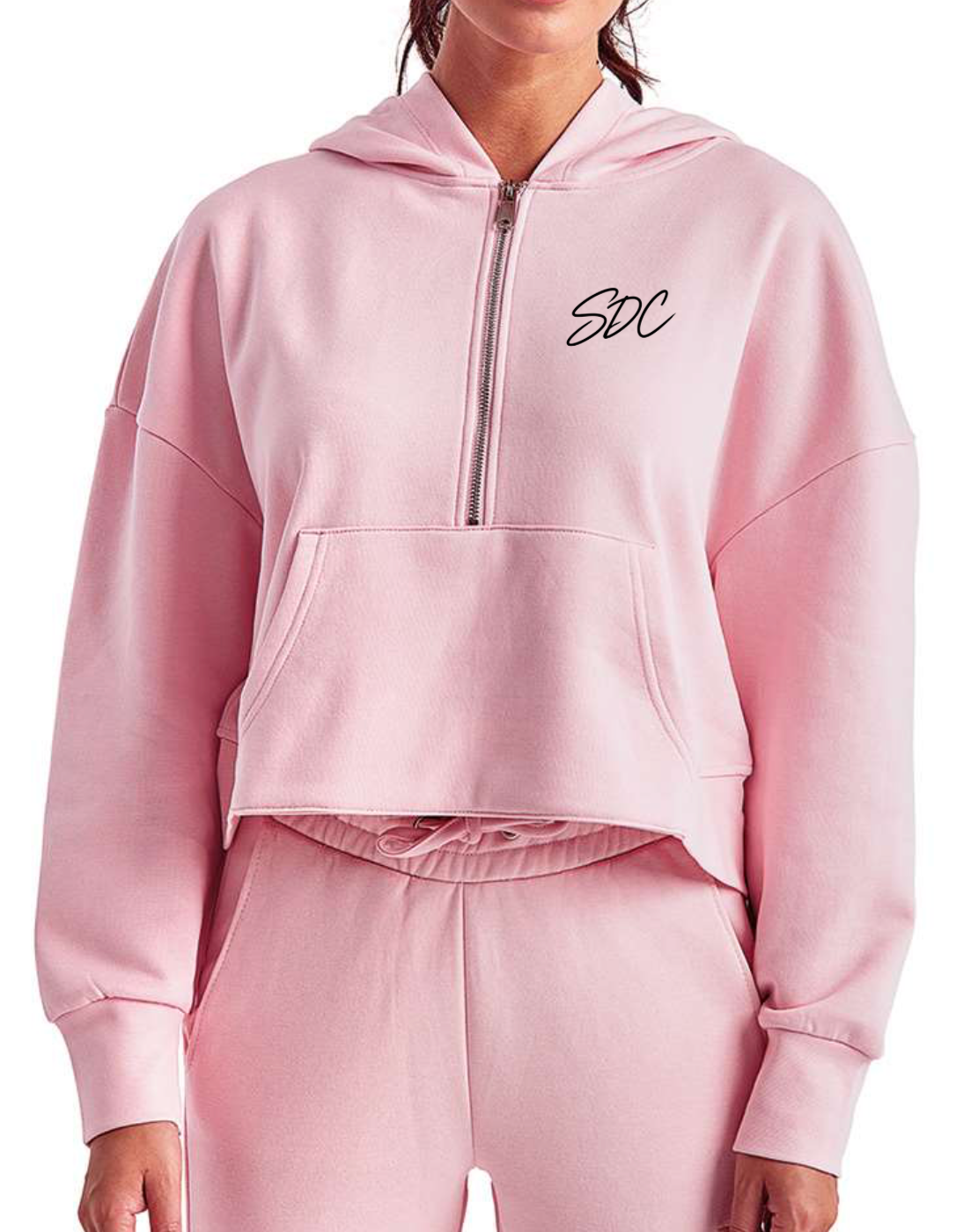 ADULT Light Pink Half Zip Lightweight Hoodie