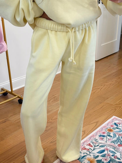 Yellow Straight Leg Sweatpants with Pockets